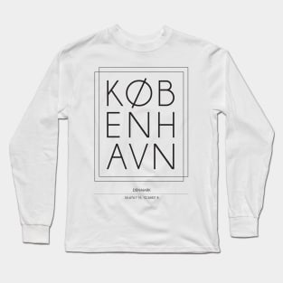 Kobenhavn, Copenhagen city minimal typography 2 Long Sleeve T-Shirt